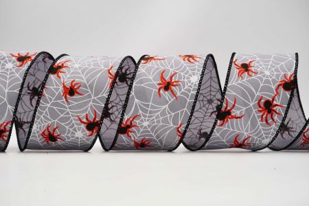 Wstążka przewodowa na Halloween z motywem pająka_KF7073GC-50-53_szara